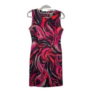 Taylor Womens Dress Size 2 Multicolored Sleeveless Scoop Neckline Career Sheath